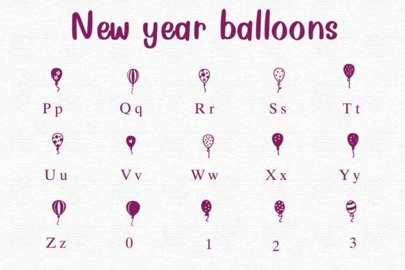 New Year Balloons by Nongyao — Dingbats Font — thumbnail 3