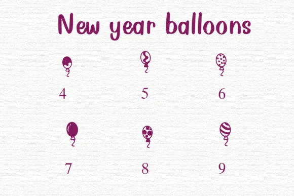 New Year Balloons by Nongyao — Dingbats Font — thumbnail 4