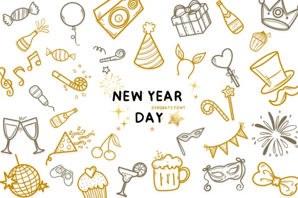 New Year Day by Bee piyanuch — Dingbats Font