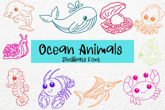 Ocean Animals by Petal Pixels — Dingbats Font