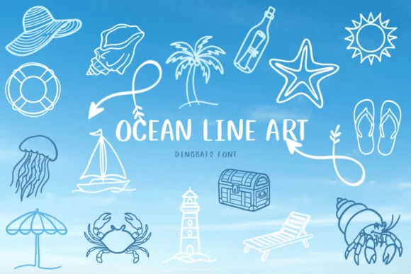 Ocean Line Art by CHANOK — Dingbats Font