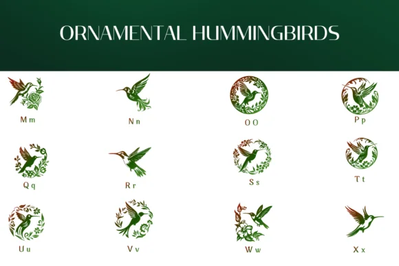 Ornamental Hummingbirds by Heartcraft Atelier — Dingbats Font — thumbnail 3