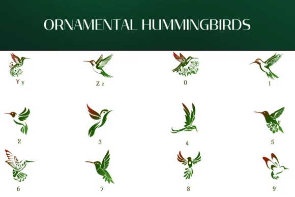 Ornamental Hummingbirds by Heartcraft Atelier — Dingbats Font — thumbnail 4