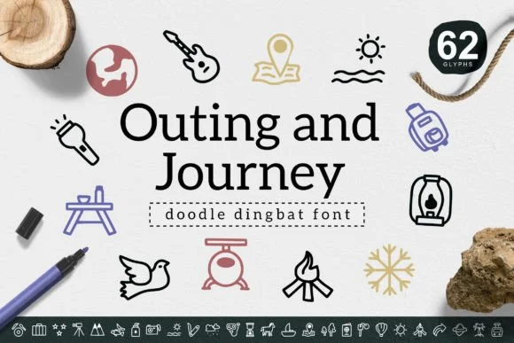 Outing and Journey by YandiDesigns — Dingbats Font