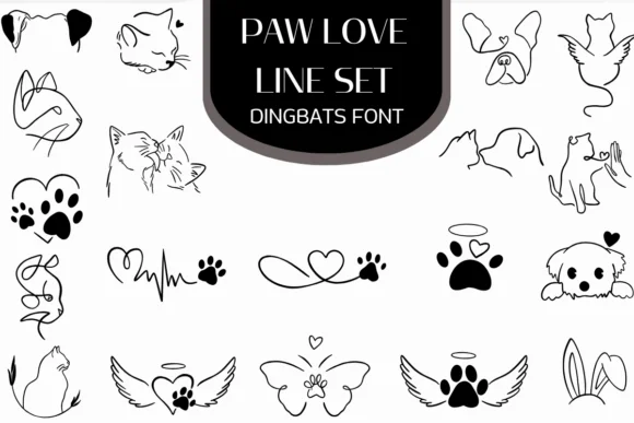 Paw Love Line Set by Heartcraft Atelier — Dingbats Font