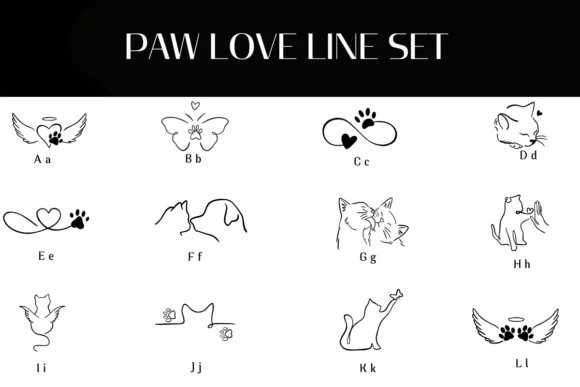Paw Love Line Set by Heartcraft Atelier — Dingbats Font — thumbnail 2