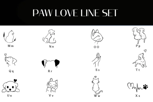 Paw Love Line Set by Heartcraft Atelier — Dingbats Font — thumbnail 3