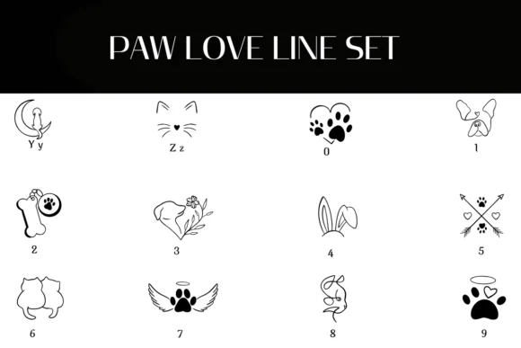 Paw Love Line Set by Heartcraft Atelier — Dingbats Font — thumbnail 4