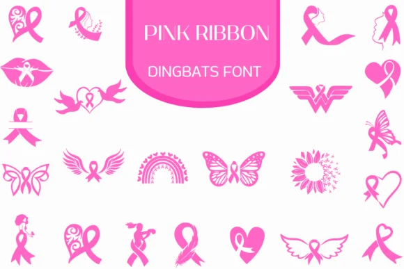 Pink Ribbon by Heartcraft Atelier — Dingbats Font
