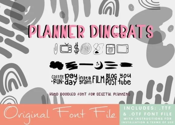 Planner Dingbats by Moe Howard — Dingbats Font
