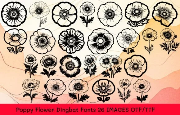 Poppy Flower by MOMAT THIRTYONE — Dingbats Font