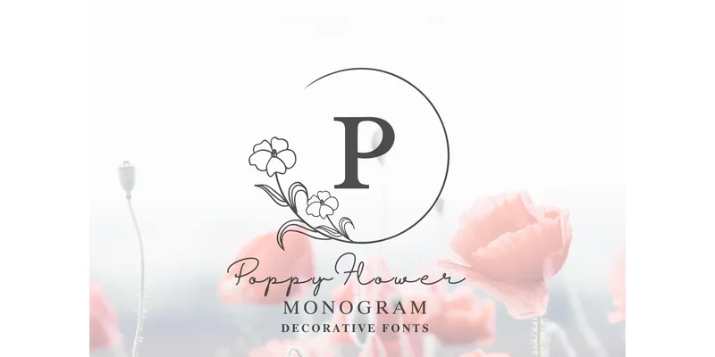 Poppy Flower Monogram Font by Pui Art by Pui Art — Decorative Font