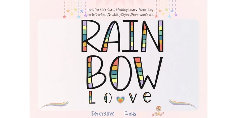 Rainbow Love Font by Noomam Happy digital Art by Noomam Happy digital Art — Decorative Font