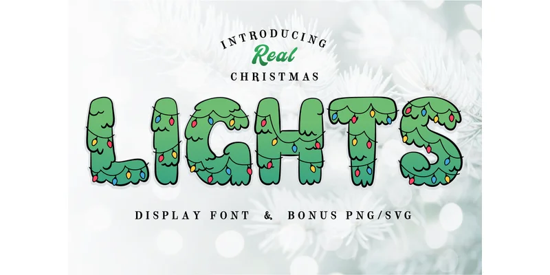 Real Christmas Lights Font by SVG Bloom by SVG Bloom — Decorative Font