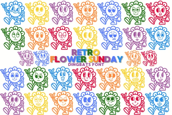Retro Flower Sunday by Chonada — Dingbats Font