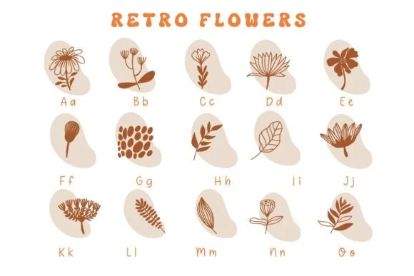 Retro Flowers by Pui Art — Dingbats Font — thumbnail 2