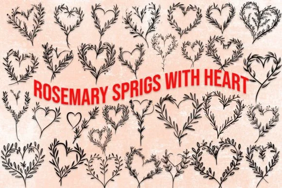 Rosemary Sprigs with Heart by MOMAT THIRTYONE — Dingbats Font