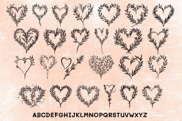 Rosemary Sprigs with Heart by MOMAT THIRTYONE — Dingbats Font — thumbnail 2