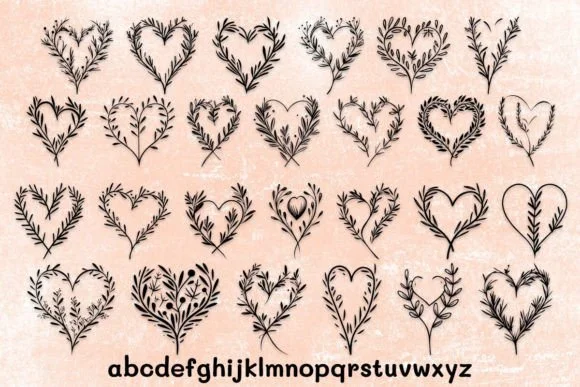 Rosemary Sprigs with Heart by MOMAT THIRTYONE — Dingbats Font — thumbnail 3