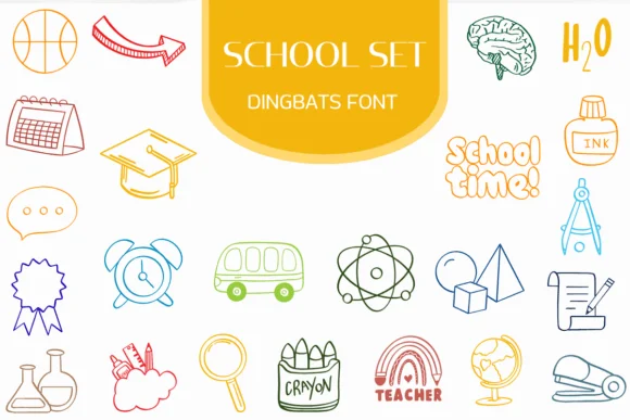 School Set by Heartcraft Atelier — Dingbats Font