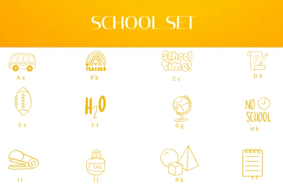 School Set by Heartcraft Atelier — Dingbats Font — thumbnail 2