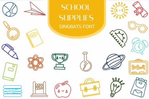 School Supplies by Heartcraft Atelier — Dingbats Font