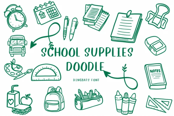 School Supplies Doodle by CHANOK — Dingbats Font