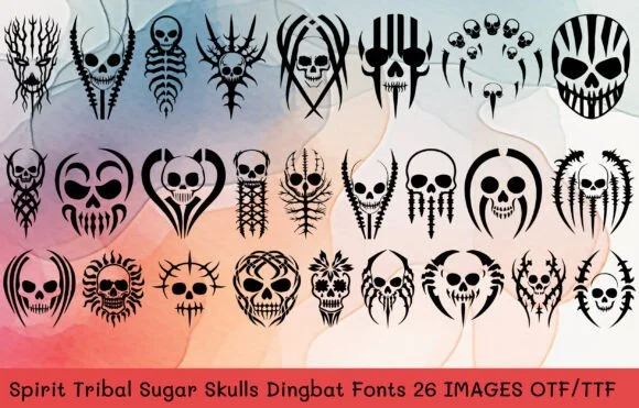 Spirit Tribal Sugar Skulls by MOMAT THIRTYONE — Dingbats Font