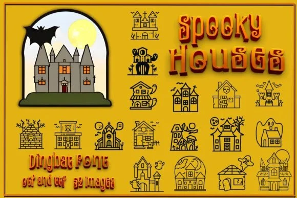 Spooky Houses by Mary Kay's Magic β Dingbats Font