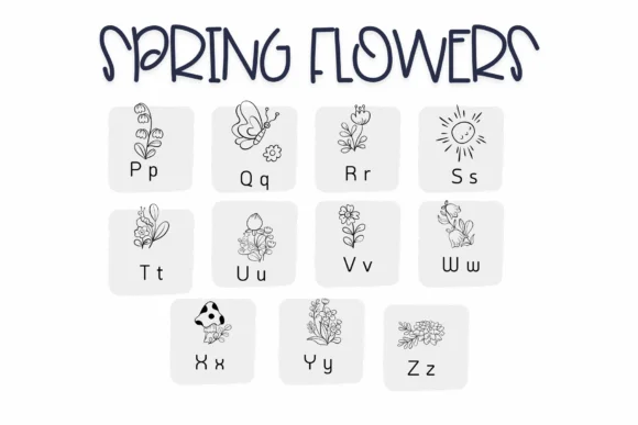 Spring Flowers by Sirinart — Dingbats Font — thumbnail 3