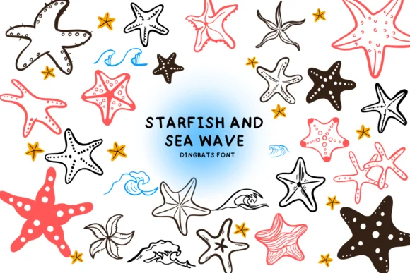 Starfish and Sea Wave by Bee piyanuch — Dingbats Font