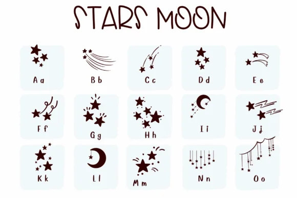 Stars Moon by Sirinart — Dingbats Font — thumbnail 2