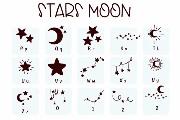 Stars Moon by Sirinart — Dingbats Font — thumbnail 3