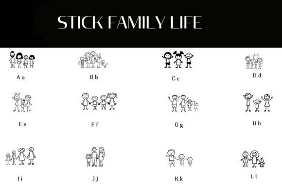 Stick Family Life by Heartcraft Atelier — Dingbats Font — thumbnail 2