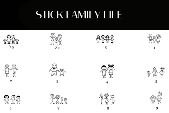 Stick Family Life by Heartcraft Atelier — Dingbats Font — thumbnail 4