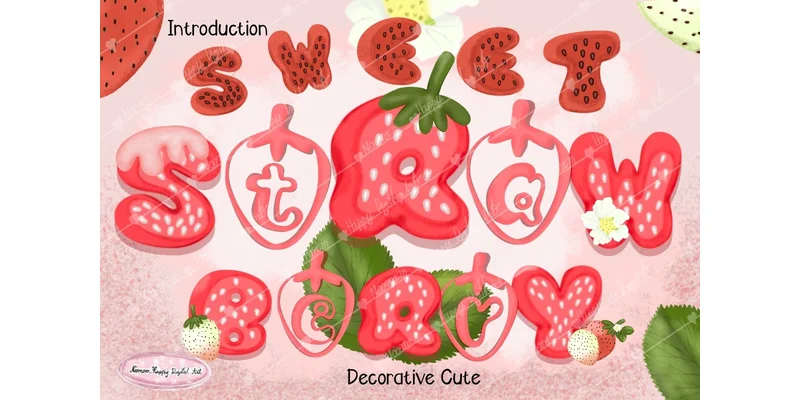 Strawberry Sweet Font by Noomam Happy digital Art by Noomam Happy digital Art — Decorative Font