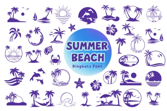 Summer Beach by Pui Art — Dingbats Font