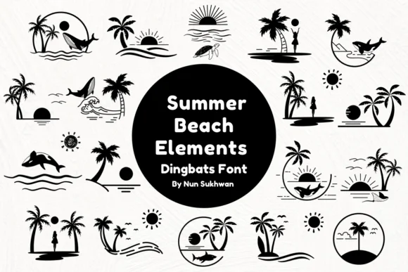 Summer Beach Elements by Nun Sukhwan — Dingbats Font