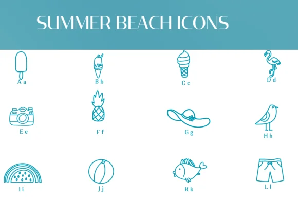 Summer Beach Icons by Heartcraft Atelier — Dingbats Font — thumbnail 2