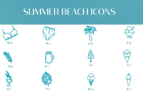Summer Beach Icons by Heartcraft Atelier — Dingbats Font — thumbnail 3