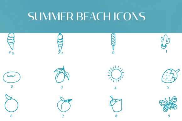 Summer Beach Icons by Heartcraft Atelier — Dingbats Font — thumbnail 4