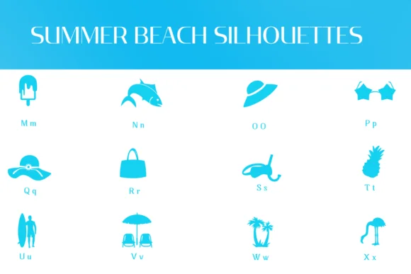 Summer Beach Silhouettes by Heartcraft Atelier — Dingbats Font — thumbnail 3