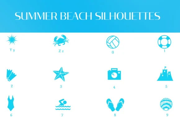 Summer Beach Silhouettes by Heartcraft Atelier — Dingbats Font — thumbnail 4