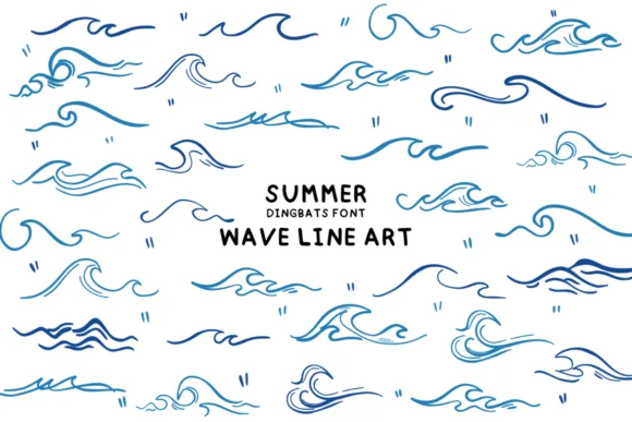 Summer Wave Line Art by Bee Piyanuch — Dingbats Font