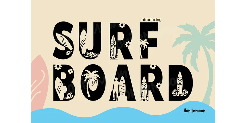Surf Boards Font by Honiiemoon by Honiiemoon — Decorative Font