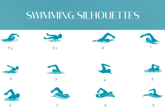 Swimming Silhouettes by Heartcraft Atelier — Dingbats Font — thumbnail 4