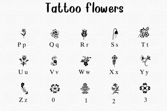 Tattoo Flowers by Nongyao — Dingbats Font — thumbnail 3