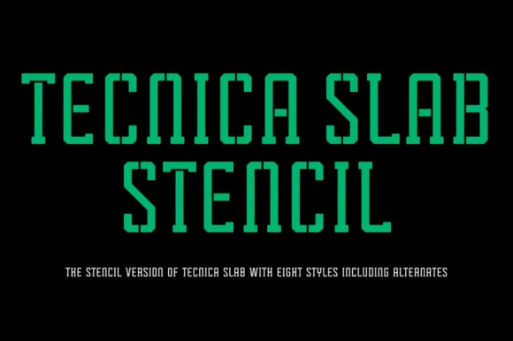 Tecnica Slab Stencil Family by Graviton Font Foundry β Slab Serif Font