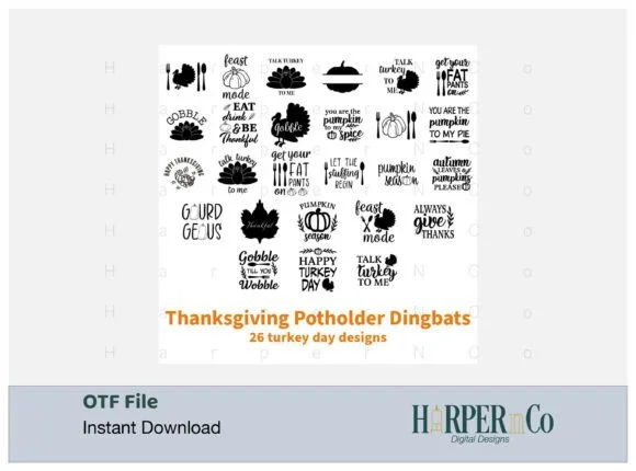 Thanksgiving Potholder by HarperNCo — Dingbats Font