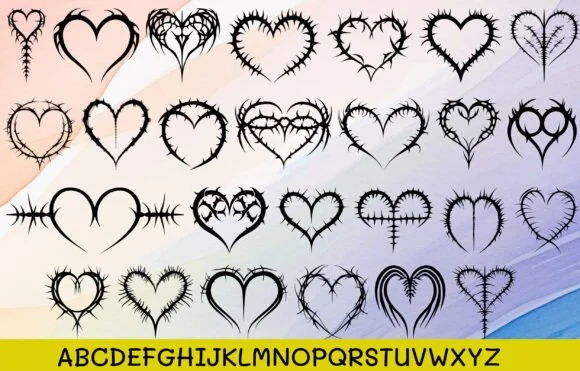 Thorns Micronesian Tribal Heart by MOMAT THIRTYONE — Dingbats Font — thumbnail 2